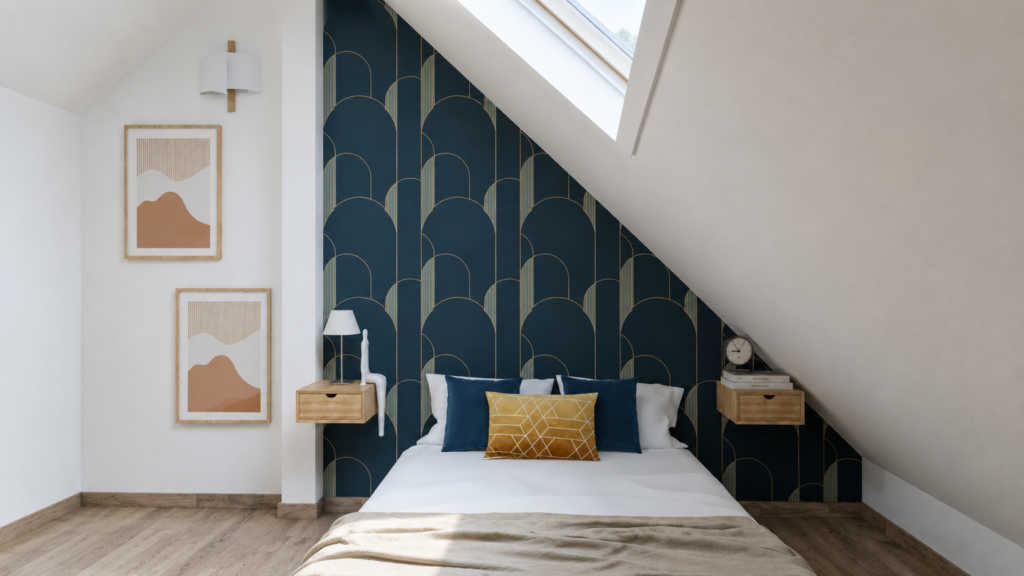 Décoration d’une chambre mansardée chaleureuse à Saint-Maur